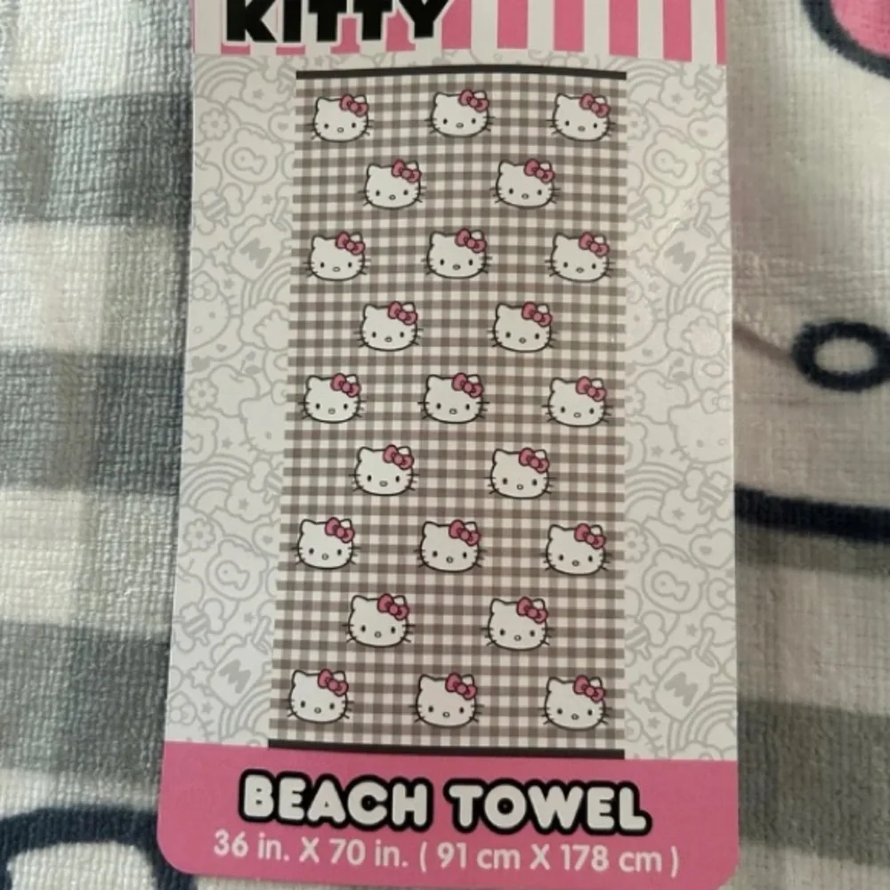 Hello Kitty Plaid Beach Pool Towel Gray Plaid